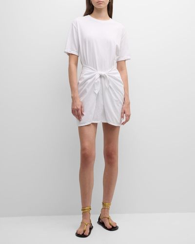 Xirena Emme Tie-front Cotton T-shirt Dress - White