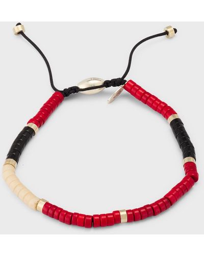 Jan Leslie Sterling Silver And Multi-bead Pull Cord Bracelet - Red