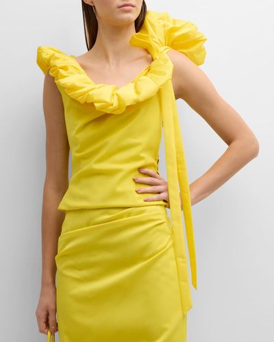 Christopher John Rogers Draped Bustier Top With Paper Bag Detail - Yellow