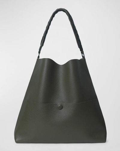 Callista Grained Leather Slim Medium Tote Bag - Black