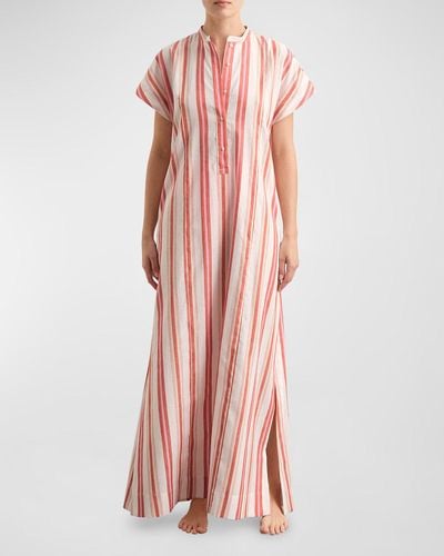 Bondi Born Arezzo Short-Sleeve Organic Linen And Cotton Maxi Coverup Dress - Pink