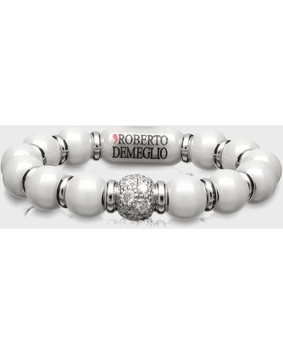 ’ROBERTO DEMEGLIO Sfera Ceramic And 18K Diamond 1-Bead Stretch Bracelet - Metallic