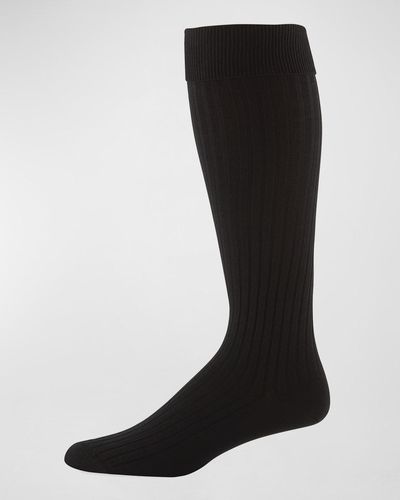 Neiman Marcus Core-spun Socks, Over-the-calf - Black