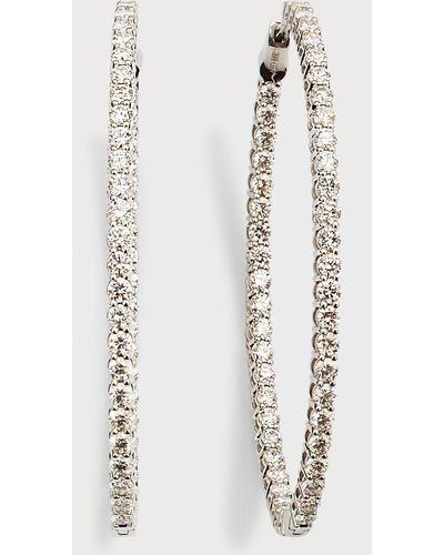Neiman Marcus 18k White Gold 28 Round Diamond 2" Hoop Earrings