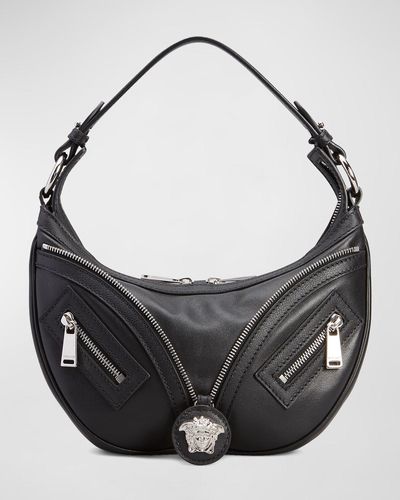 Versace Medium Medusa Zip Leather Hobo Bag - Gray