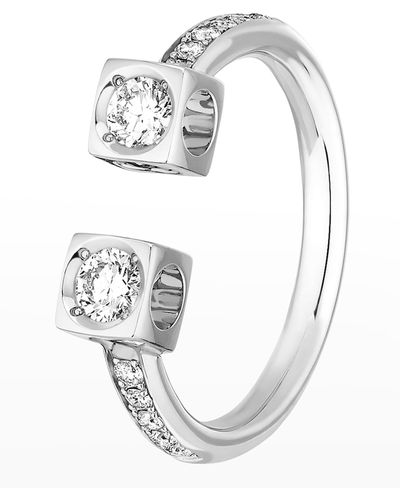 Dinh Van White Gold Le Cube Diamond Shank Ring, Size 6.5 - Metallic