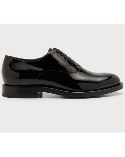 Brunello Cucinelli Patent Leather Tuxedo Oxford Shoes - Black