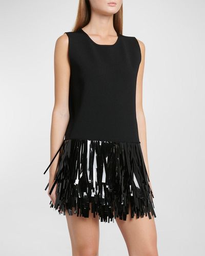 Jil Sander Sequined Hem Sleeveless Mini Dress - Black