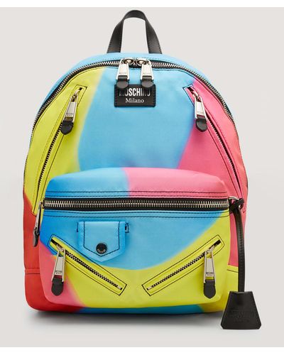 Moschino Projection Print Nylon-Zip Backpack - Blue