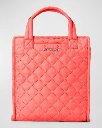 MZ Wallace Mini Box Quilted Nylon Tote Bag - Pink