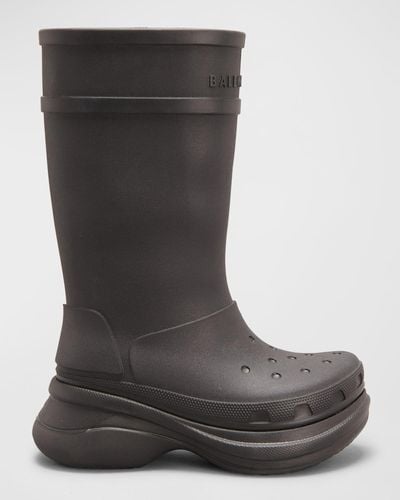 Balenciaga X Croc Rubber Rain Boots - Black