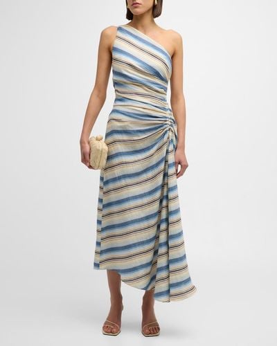 A.L.C. Carolyn Stripe One-Shoulder Maxi Dress - Blue
