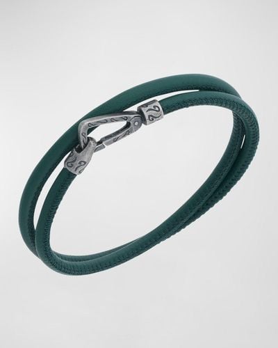 Marco Dal Maso Lash Double Wrap Smooth Leather Bracelet - Blue