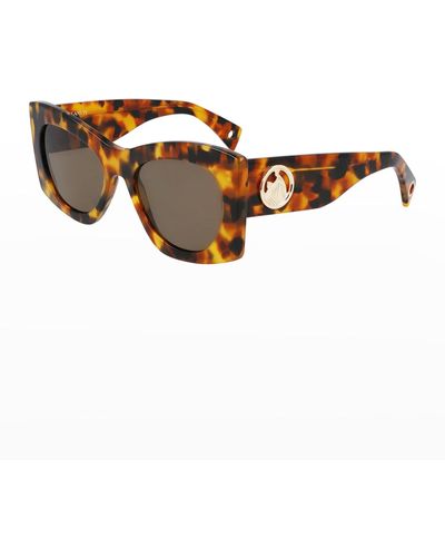 Lanvin Mother & Child Logo Acetate Butterfly Sunglasses - Brown