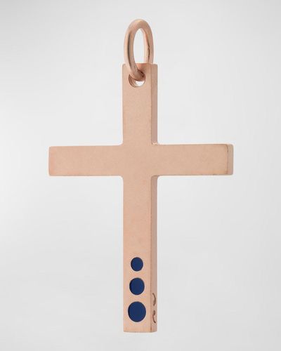 Marco Dal Maso Rose Plated Cross Pendant With Enamel Dot Accents - White