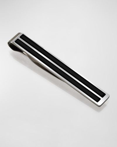 M-clip Black Enamel Tie Bar - Metallic