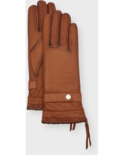 Agnelle Dallas Burnished Leather Gloves - Brown