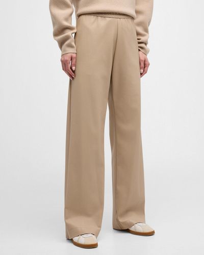 Enza Costa Soft Faux Leather Straight-Leg Pants - Natural