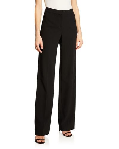 St. John Crepe Marocain Straight Leg Diana Pants - Black