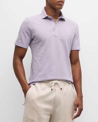 Brunello Cucinelli Cotton Pique Polo Shirt - Purple