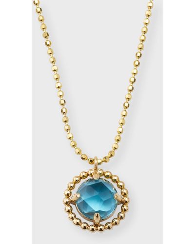 POPPY FINCH 14k Gold Beaded Peridot Pendant Necklace - Blue