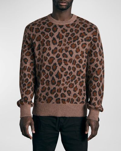Rag & Bone Damon Leopard Mohair Sweater - Brown