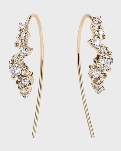 Lana Jewelry Mini Wire Diamond Cluster Solo Hooked On Hoop Earrings, 23mm - Metallic