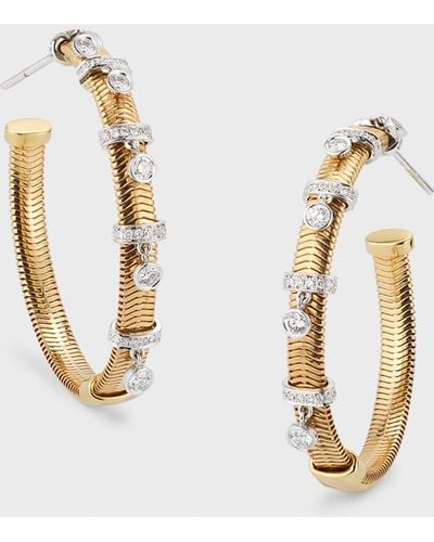 Nikos Koulis 18k Hoop Earrings With Diamond Charms - Metallic