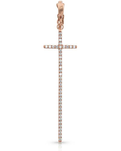 Dominique Cohen 18k Rose Gold Diamond Cross Pendant (tall) - White