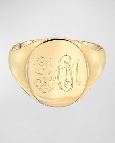Zoe Lev Large Personalized Initial Signet Ring, Size 4-8 - Natural