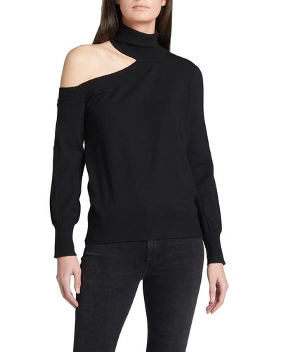 L'Agence Easton Cold-Shoulder Sweater - Black