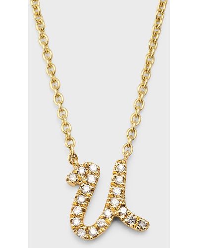 Sydney Evan 14K Diamond Pave Initial Necklace - Metallic