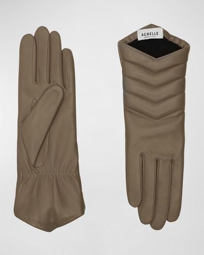 Agnelle Apoline Leather Gloves - Green