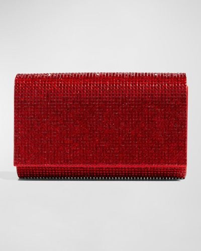 Judith Leiber Fizzy Crystal Flap Clutch Bag - Red
