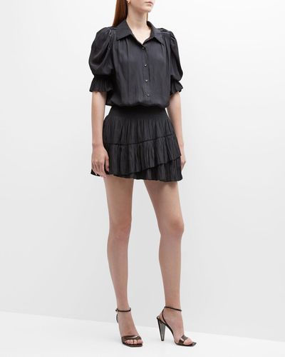 Ramy Brook Angelina Puff-Sleeve Mini Dress - Black