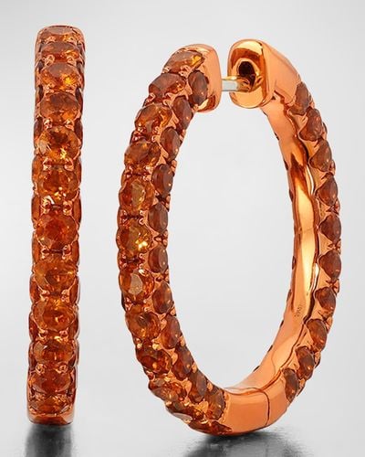 Graziela Gems 3-sided Citrine Sapphire And Rhodium Hoop Earrings - Orange