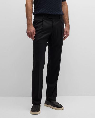 Stefano Ricci Straight-leg Pleated Pants - Black