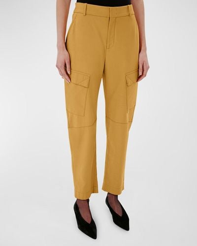 Another Tomorrow Mid-Rise Curved Straight-Leg Ankle Cargo Pants - Yellow