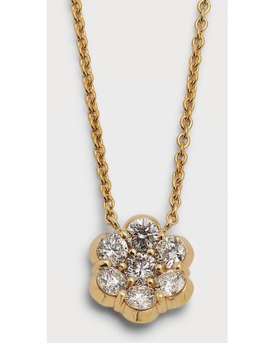 Bayco 18k Yellow Gold Flower Diamond Pendant Necklace - White
