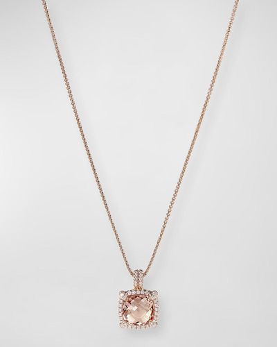 David Yurman Chatelaine Pendant Necklace With Morganite And Diamonds In 18k Rose Gold, 11mm, 16-18"l - White
