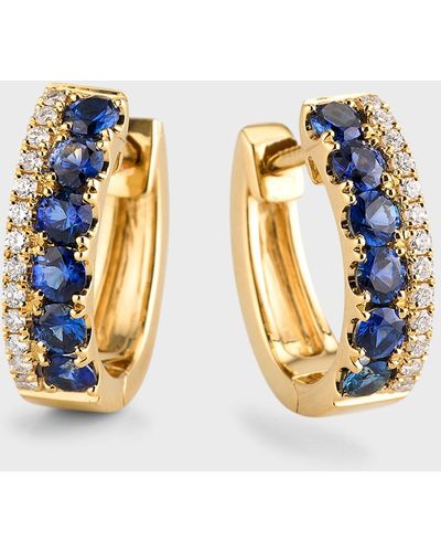 Frederic Sage 18k Yellow Gold Sapphire And Diamond Huggie Earrings - Blue
