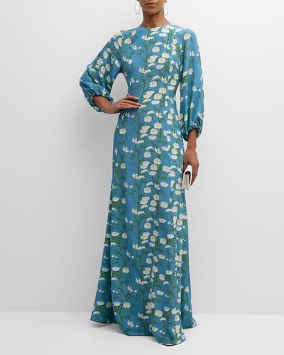 BERNADETTE Roxette Daisy-Print Maxi Dress - Blue