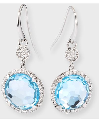 Lisa Nik 18k White Gold Blue Topaz And Diamond Drop Earrings