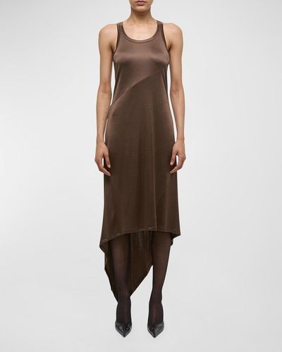 Helmut Lang Fluid High-Low Tank Dress - Brown