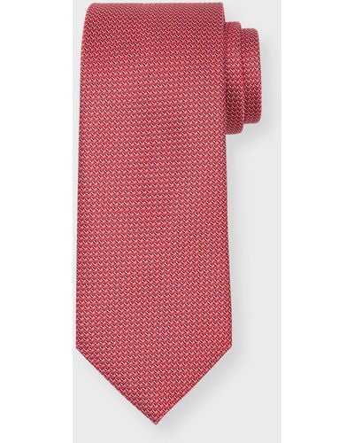 Brioni Textured Solid Silk Tie - Pink