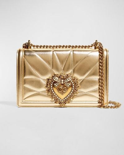 Dolce & Gabbana Devotion Medium Quilted Metallic Chain Shoulder Bag