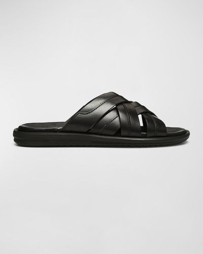 Donald J Pliner Iggie Leather Crisscross Slide Sandals - Black