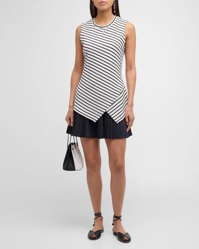 Tanya Taylor Regina Sleeveless Piqué Stripe Jersey Mini Dress - Blue