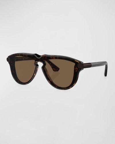 Burberry Tortoise Acetate & Plastic Aviator Sunglasses - Brown
