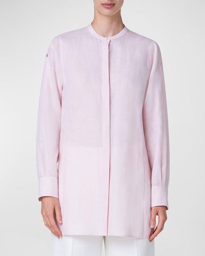 Akris Linen Tunic Shirt - Pink